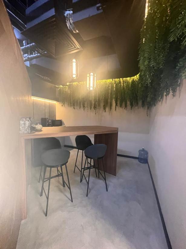 Arivir breakout lounge with hanging greenery