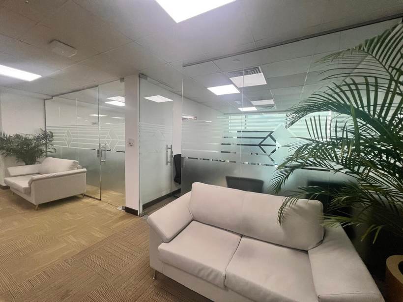 Bespoke Interiors lounge seating area with frosted glass