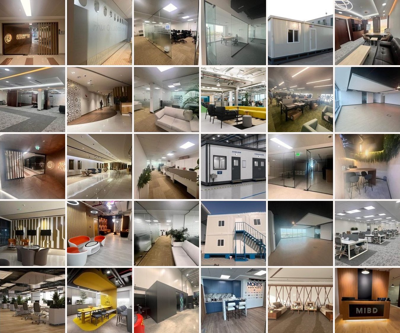 Collage of completed SABA NASSEB TECHNICAL SERVICES interior fit-out projects